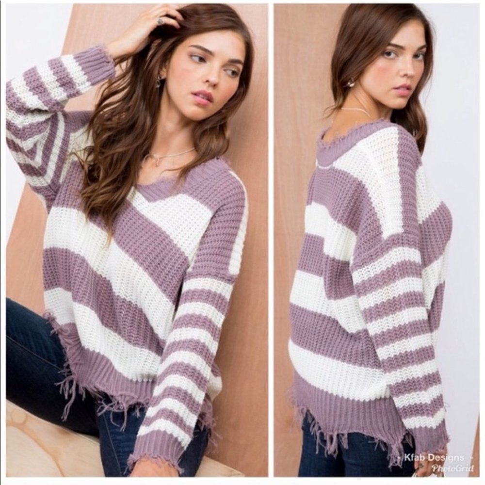 MUST GO, SALE ENDS 12/28 Distressed Knit Sweater